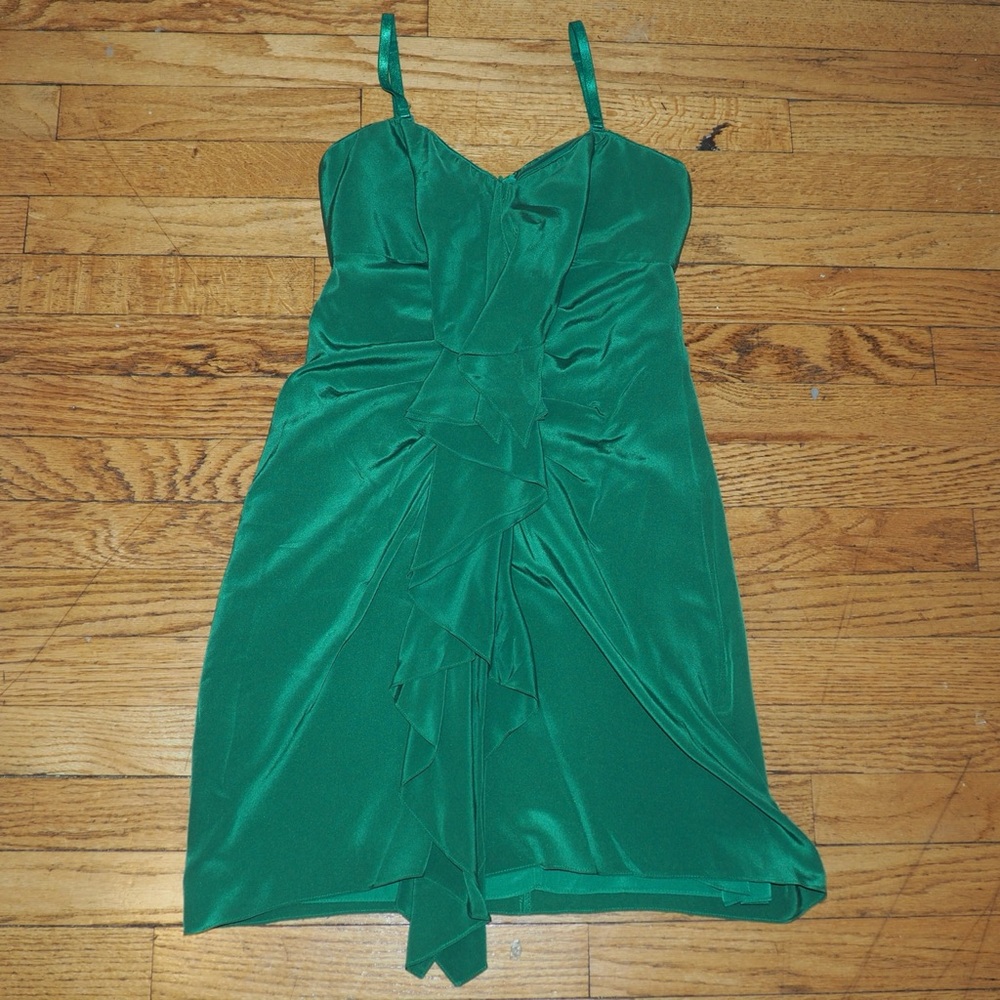 BCBGMaxAzria Emerald Green Ruffle-Front Mini Dress
